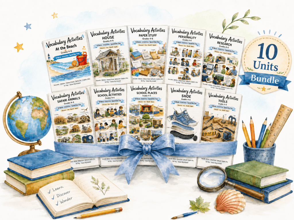 10 Grades 4-6 Bundle vocabulary activities for Grades 4–6